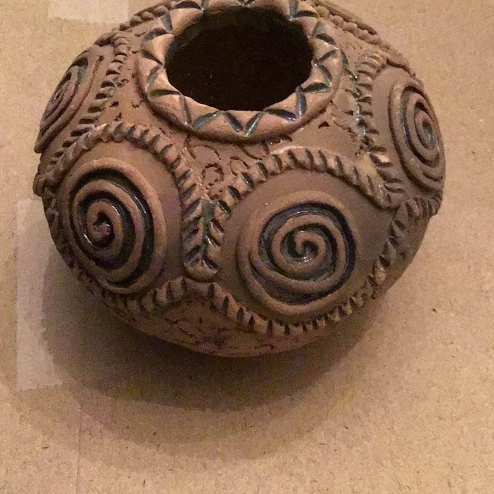 Hand made hand painted clay pottery terracotta made in Armenia signed by maker